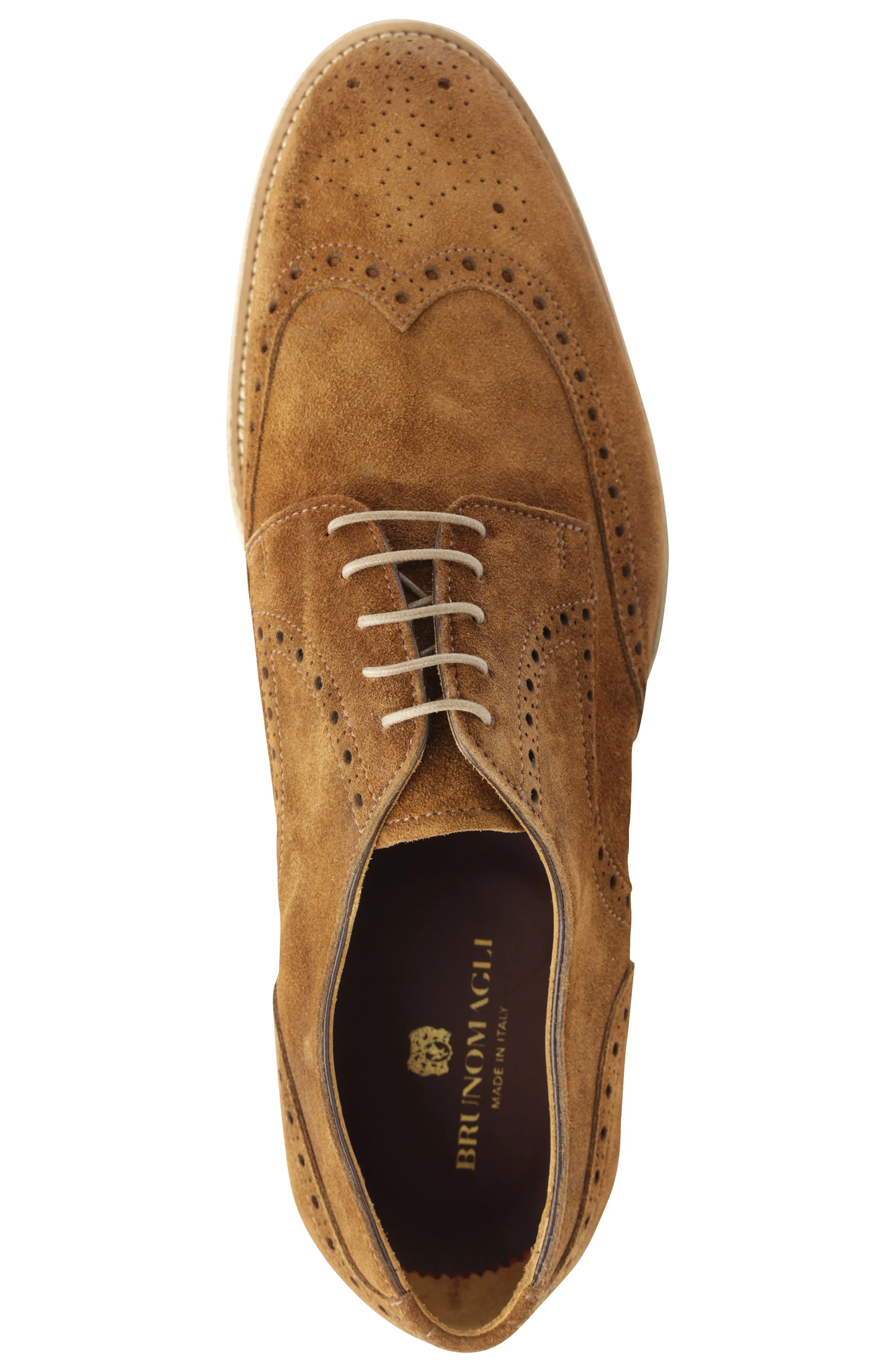 Milano Classic Wingtip Suede Oxford - Cognac sold by Bruno Magli product image thumbnail 5
