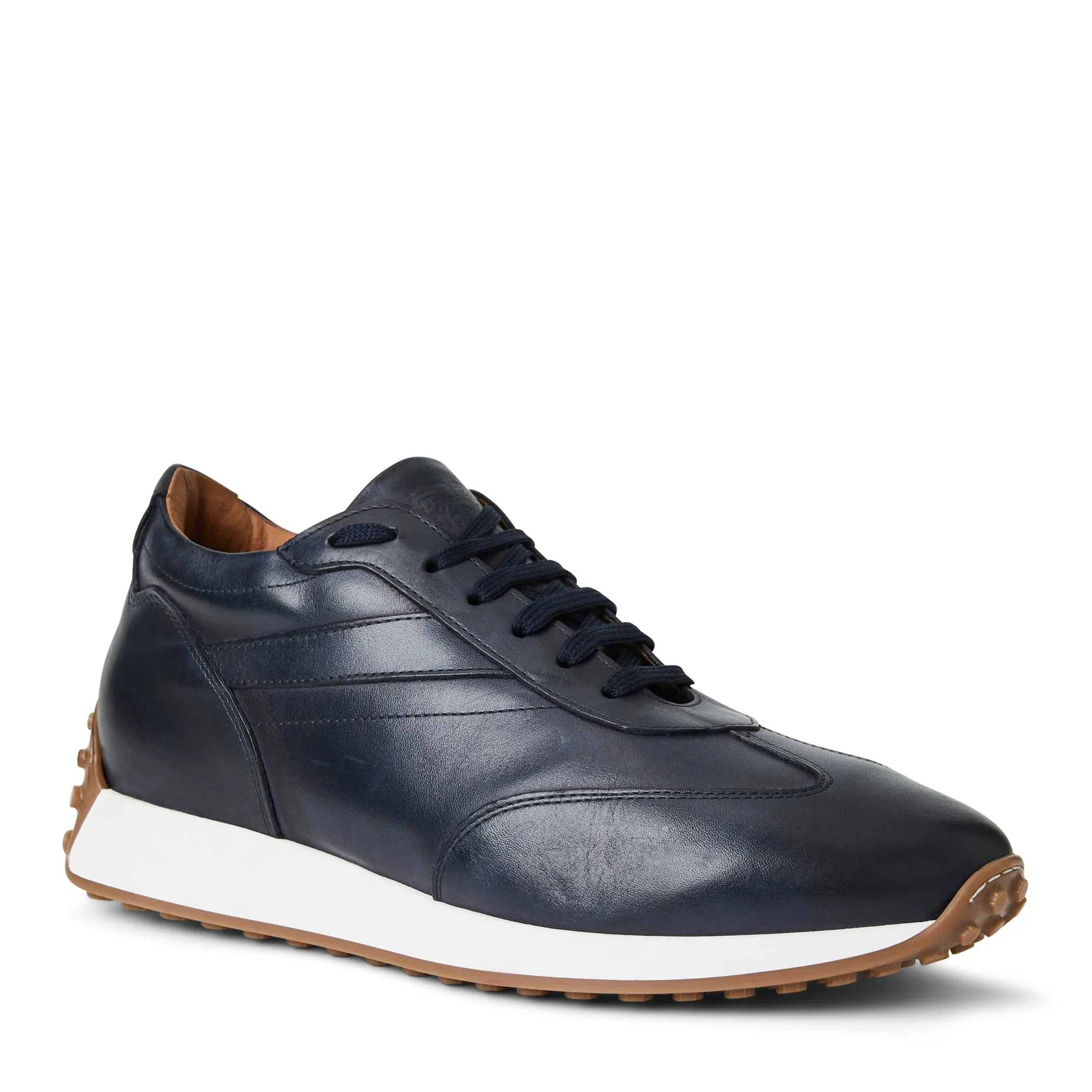 Duccio Mid leather Jogger Sneaker-Navy sold by Bruno Magli