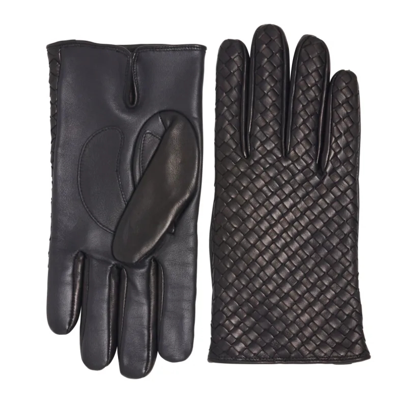 Massimo Men's Leather and Cashmere Gloves - Black sold by Bruno Magli
