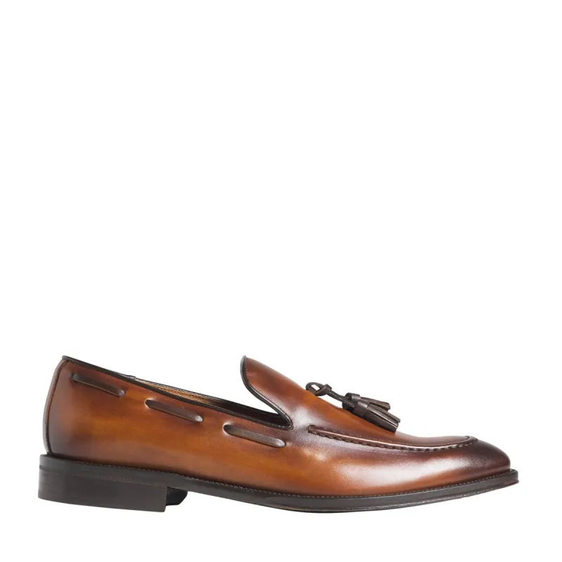 Alfio Leather Tassel Loafer - Cognac sold by Bruno Magli
