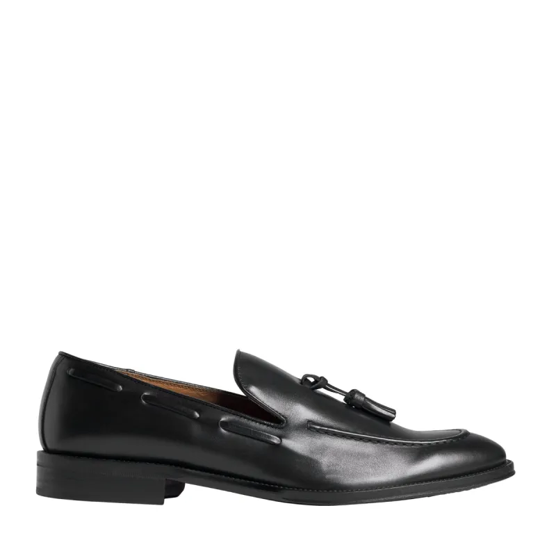 Alfio Leather Tassel Loafer - Black sold by Bruno Magli