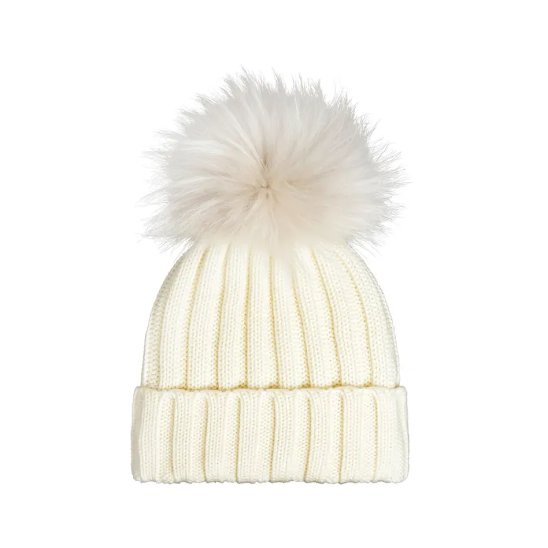 Knit Merino Wool Hat with Fur Pom - Lapponia sold by Bruno Magli
