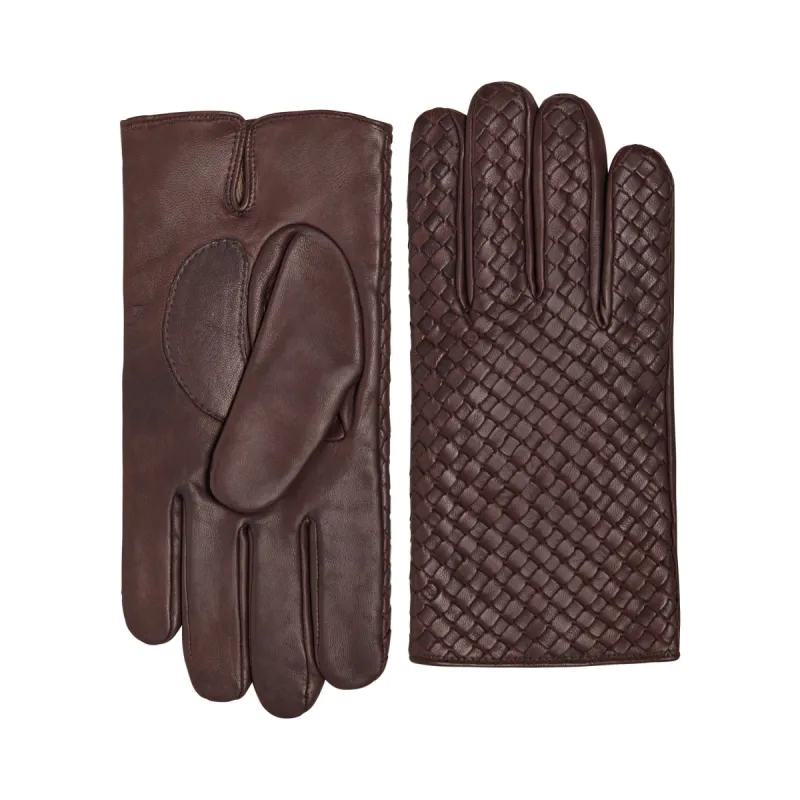 Massimo Men's Leather and Cashmere Gloves - Ebano Brown sold by Bruno Magli