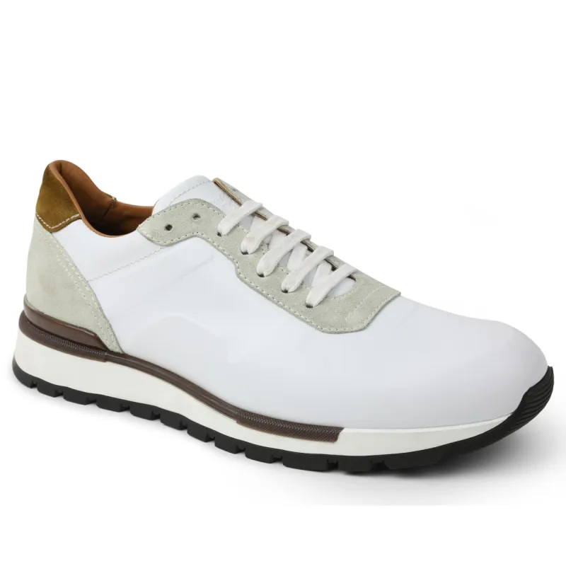 Davio Hand-Burnished Leather Sneaker - White sold by Bruno Magli