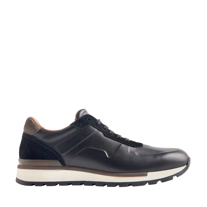 Davio Hand-Burnished Leather Sneaker - Black sold by Bruno Magli