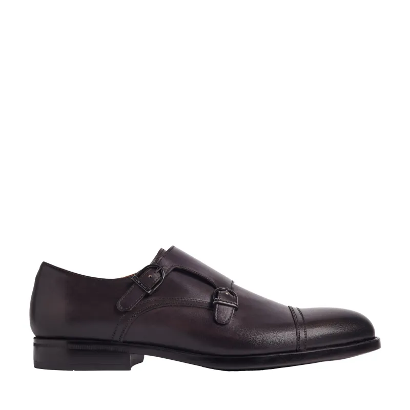 Barone Monk-Strap Shoe - Dark Brown sold by Bruno Magli