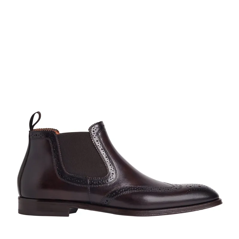 Lamberto Wing-Tip Chelsea Boot - Dark Brown sold by Bruno Magli
