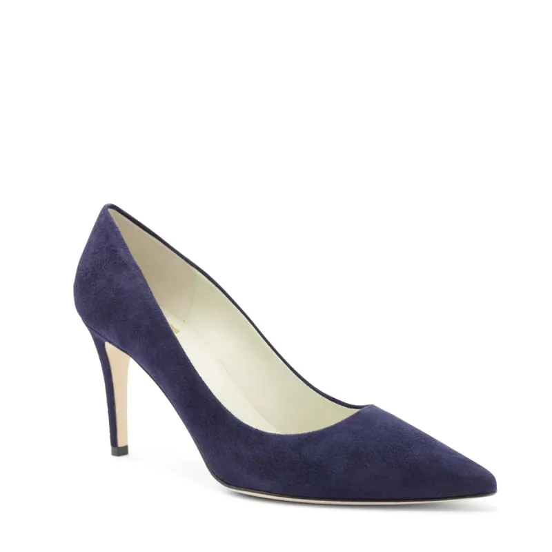 Telma Suede Pointed Toe Heel - Navy sold by Bruno Magli