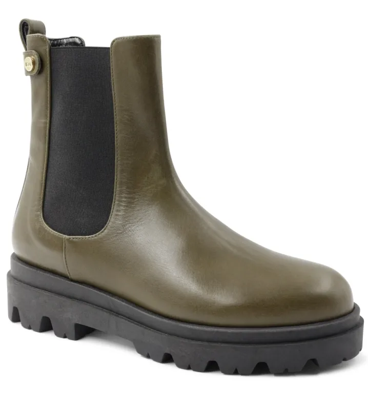 Alma Chunky Leather Chelsea Boot - Olive sold by Bruno Magli
