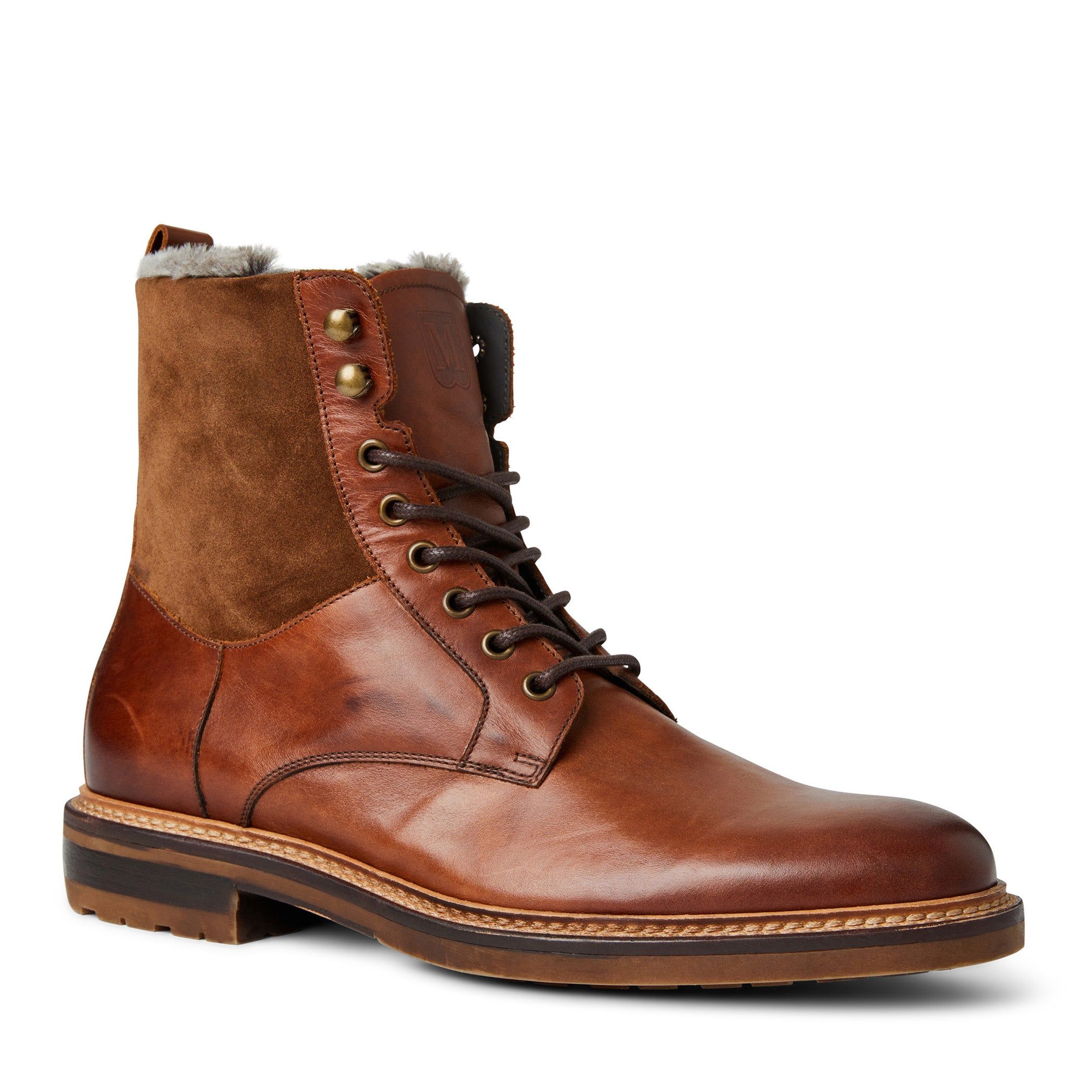 Cerone Cognac Calf/Suede Boot sold by Bruno Magli