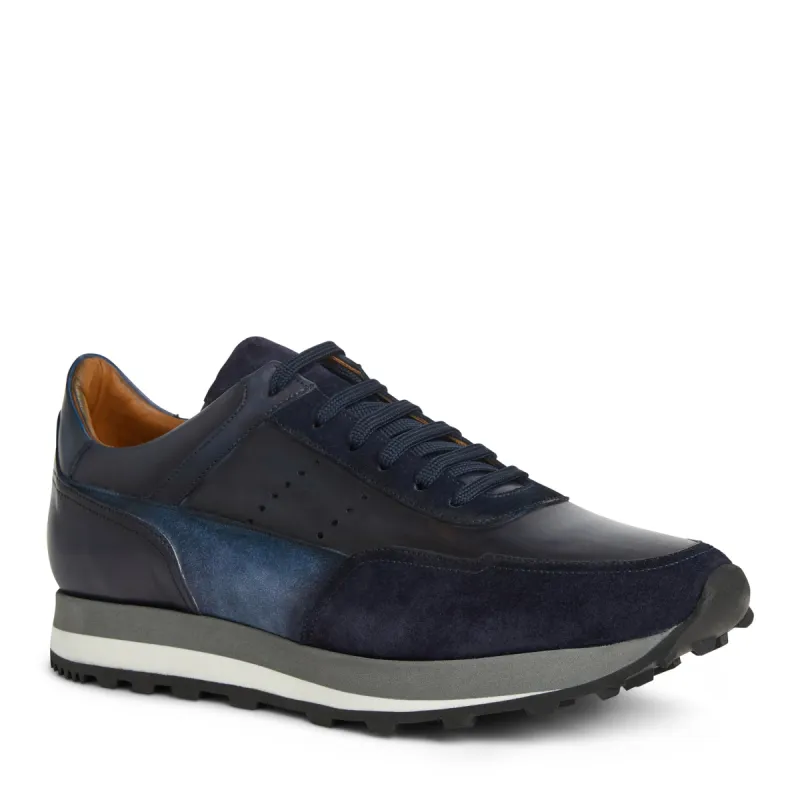 Collezione GALLO  Leather Jogger Sneaker  NAVY sold by Bruno Magli