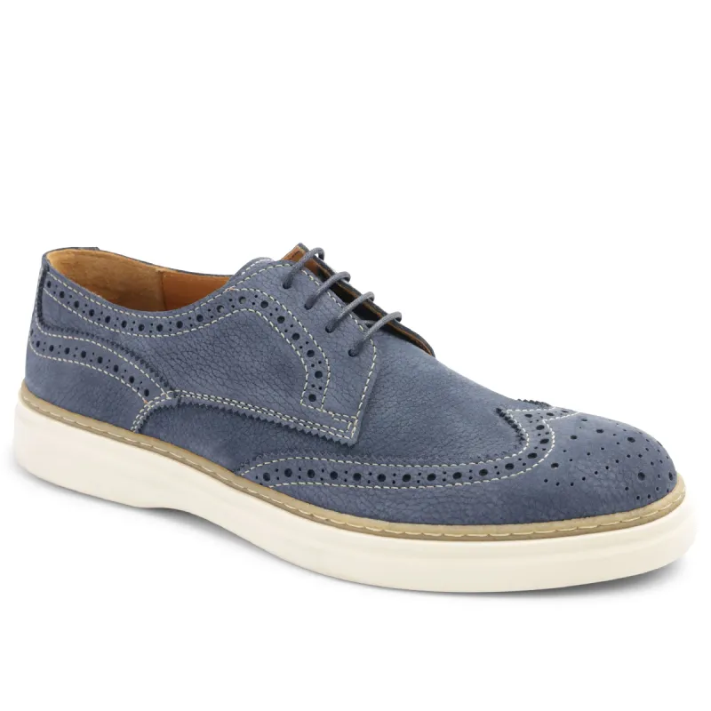 Salento Brogue Wingtip Leather Derby - Blue sold by Bruno Magli