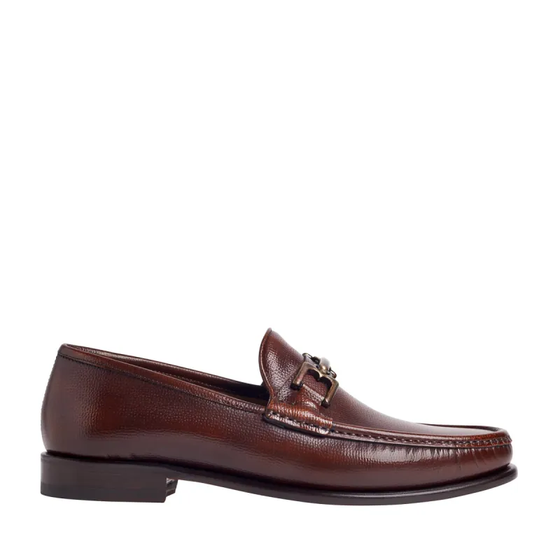 Enzo Pebbled Leather Bit Loafer - Whiskey sold by Bruno Magli