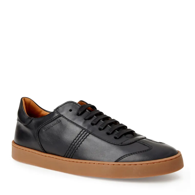 Bono Leather Lace-up Sneaker- Black made by VIDA