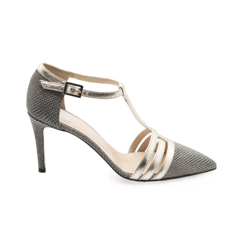 Cassia Women's Pump - Black Lizard/Gold sold by Bruno Magli