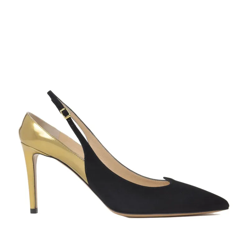 Anna Women's Slingback 3.5" Heels - Black/Gold sold by Bruno Magli