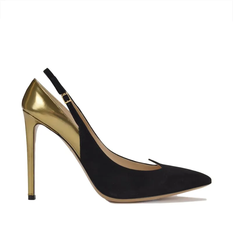 Anna Women's Slingback 4" Heels - Black/Gold sold by Bruno Magli