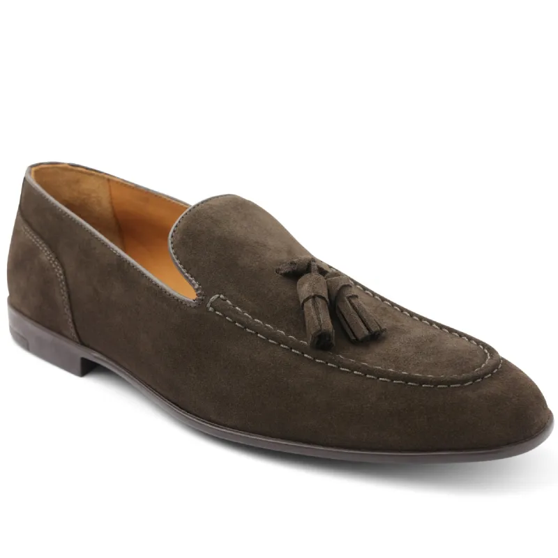 Luis Casual Suede Tailored Loafer - Dark Brown sold by Bruno Magli