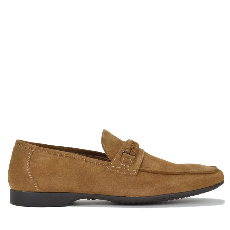 Lorenzo Men's Leather Loafer Slip-on - Whiskey made by Bruno Magli