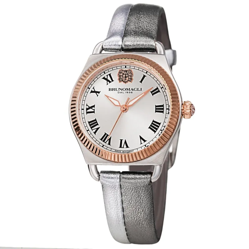 Women's Lucia 1341 Watch - Silver and Rose Gold/Silver and Grey sold by Bruno Magli