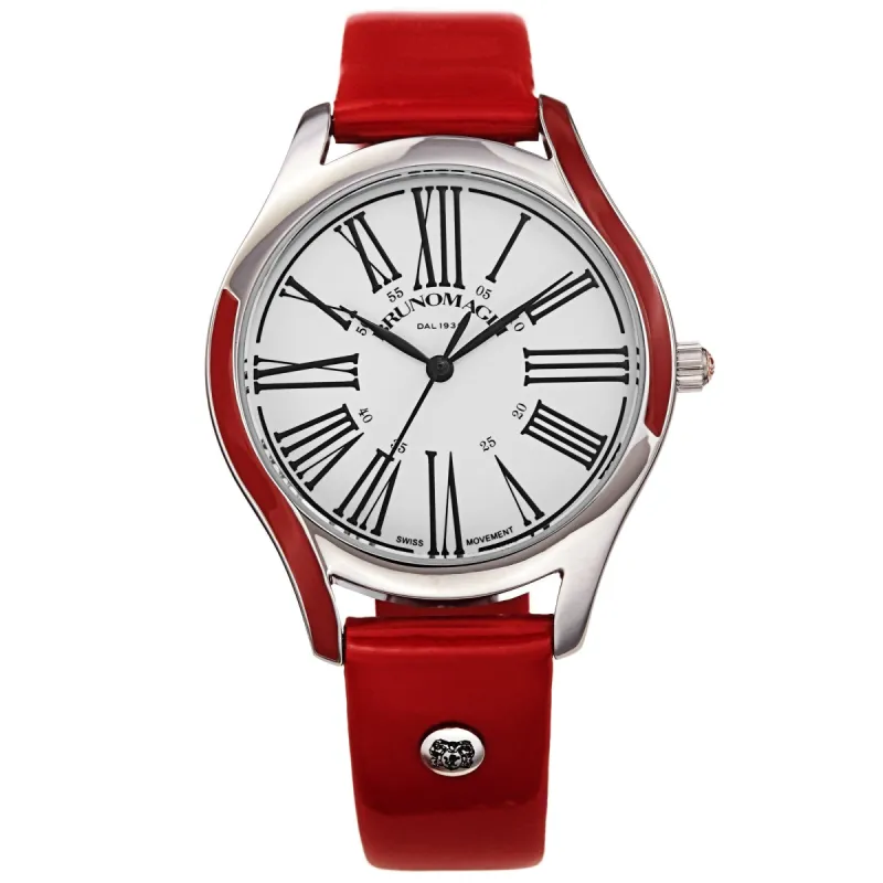 Women's Alessia 1381 Watch - Silver-Tone/Red sold by Bruno Magli