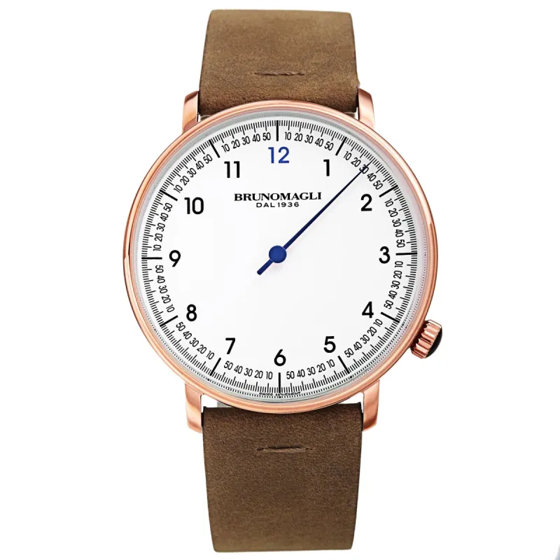 Men's Roma Watch - Rose Gold-Tone/Camel made by Bruno Magli