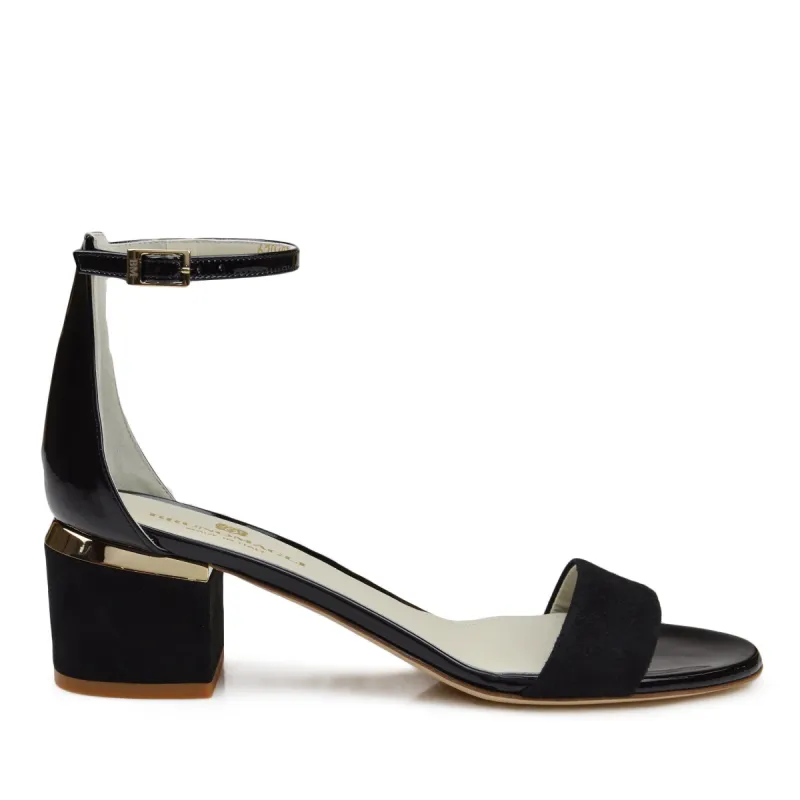 Dora Suede and Patent Sandal - Black sold by Bruno Magli