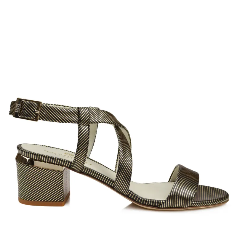 Duna Block Heel Sandal - Black Stripe sold by Bruno Magli