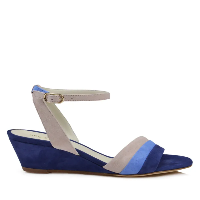 Ceci Suede Wedge Sandal - Blue Combo sold by Bruno Magli