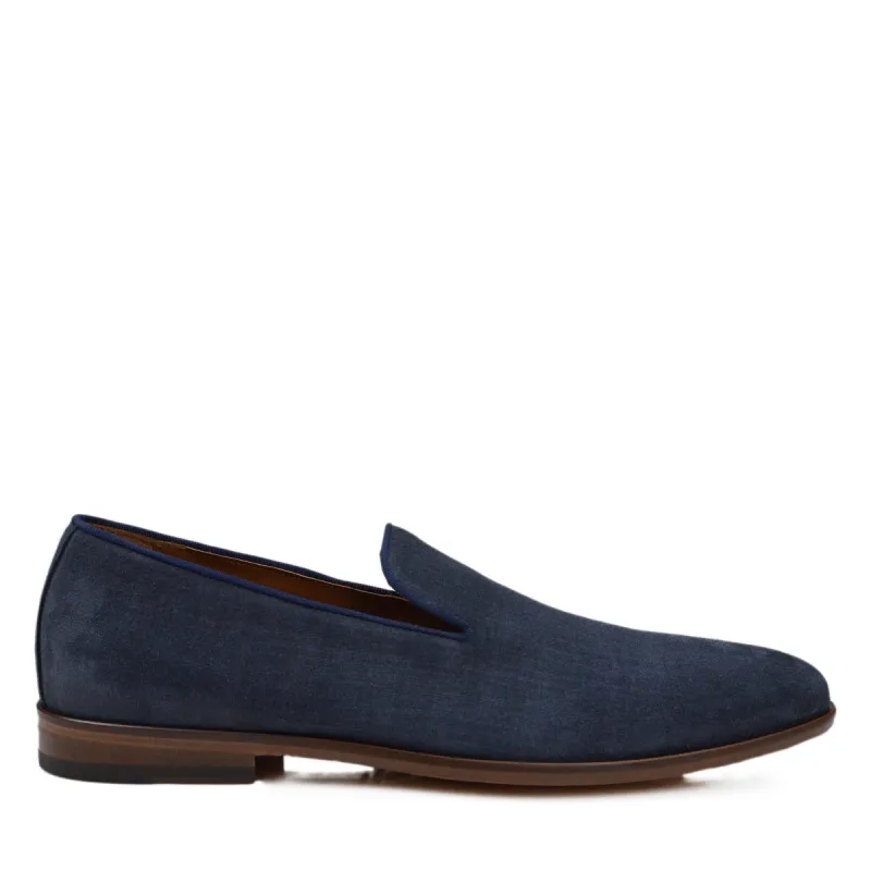 Picasso Suede Venetian Slip-On - Navy sold by Bruno Magli