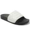 Magnus Sporty Leather & Suede Slide - White sold by Bruno Magli