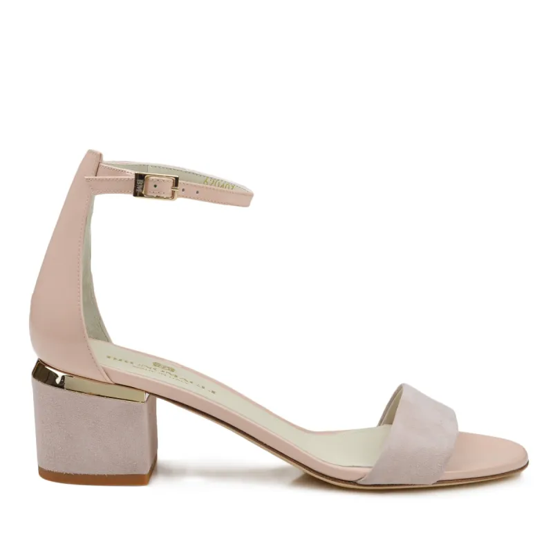Dora Suede and Patent Sandal - Sand sold by Bruno Magli
