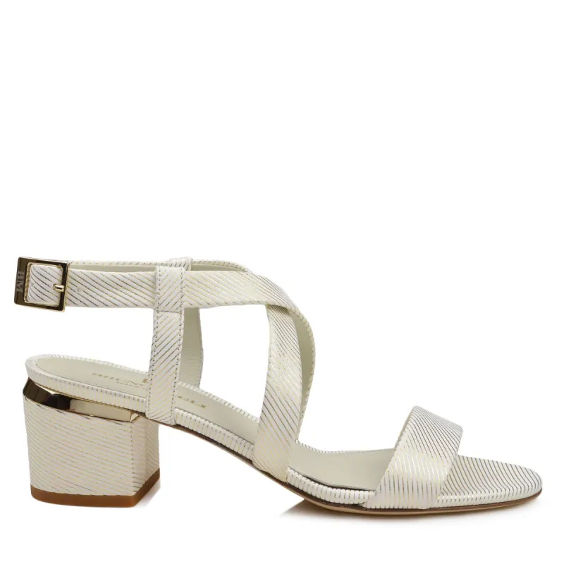 Duna Block Heel Sandal - White Stripe sold by Bruno Magli