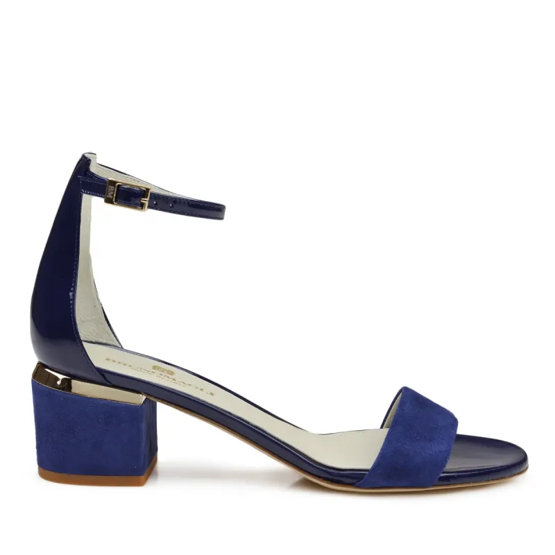Dora Suede and Patent Sandal - Blue made by Bruno Magli