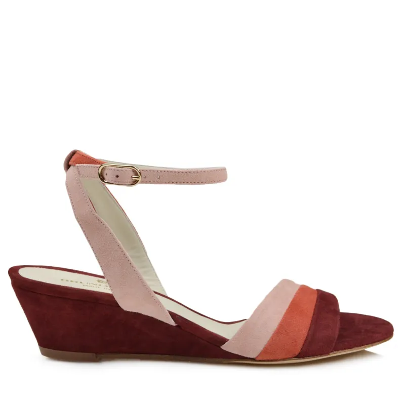 Ceci Suede Wedge Sandal - Rust Combo sold by Bruno Magli