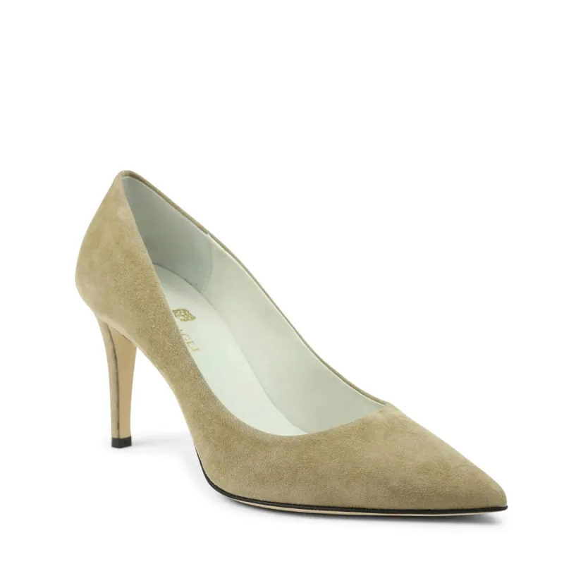 Telma Suede Pointed-Toe Heel - Almond sold by Bruno Magli