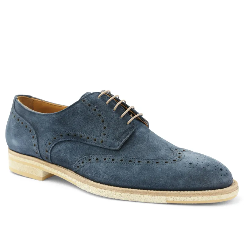 Milano Classic Wingtip Suede Oxford - Navy sold by Bruno Magli