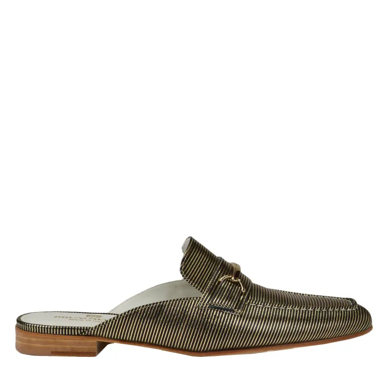 Mark Flat Loafer Mule - Black Stripe sold by Bruno Magli
