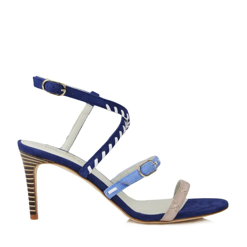 Marika Suede Strappy Sandal - Blue Combo sold by Bruno Magli