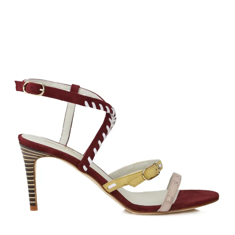 Marika Suede Strappy Sandal - Rust Combo sold by Bruno Magli