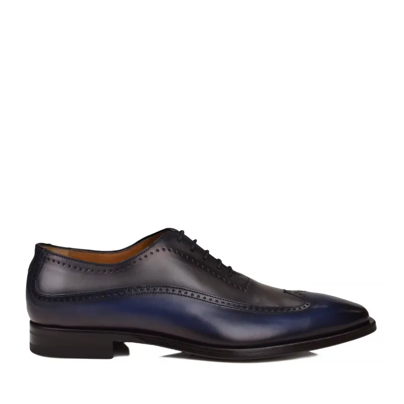 Calvino Wingtip Oxford Shoe - Navy/Grey sold by Bruno Magli