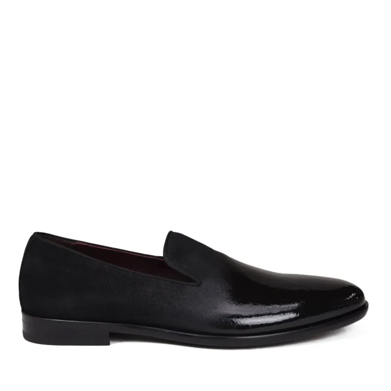 Picasso Suede & Patent Leather Slip-On - Black sold by Bruno Magli