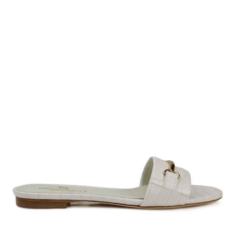 Amos Croc-Print Sandal  - Ivory Croc-Print Leather - Online Exclusive sold by Bruno Magli