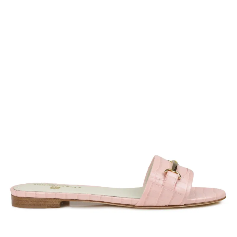 Amos Croc-Print Sandal  - Light Pink Croc-Print Leather - Online Exclusive sold by Bruno Magli