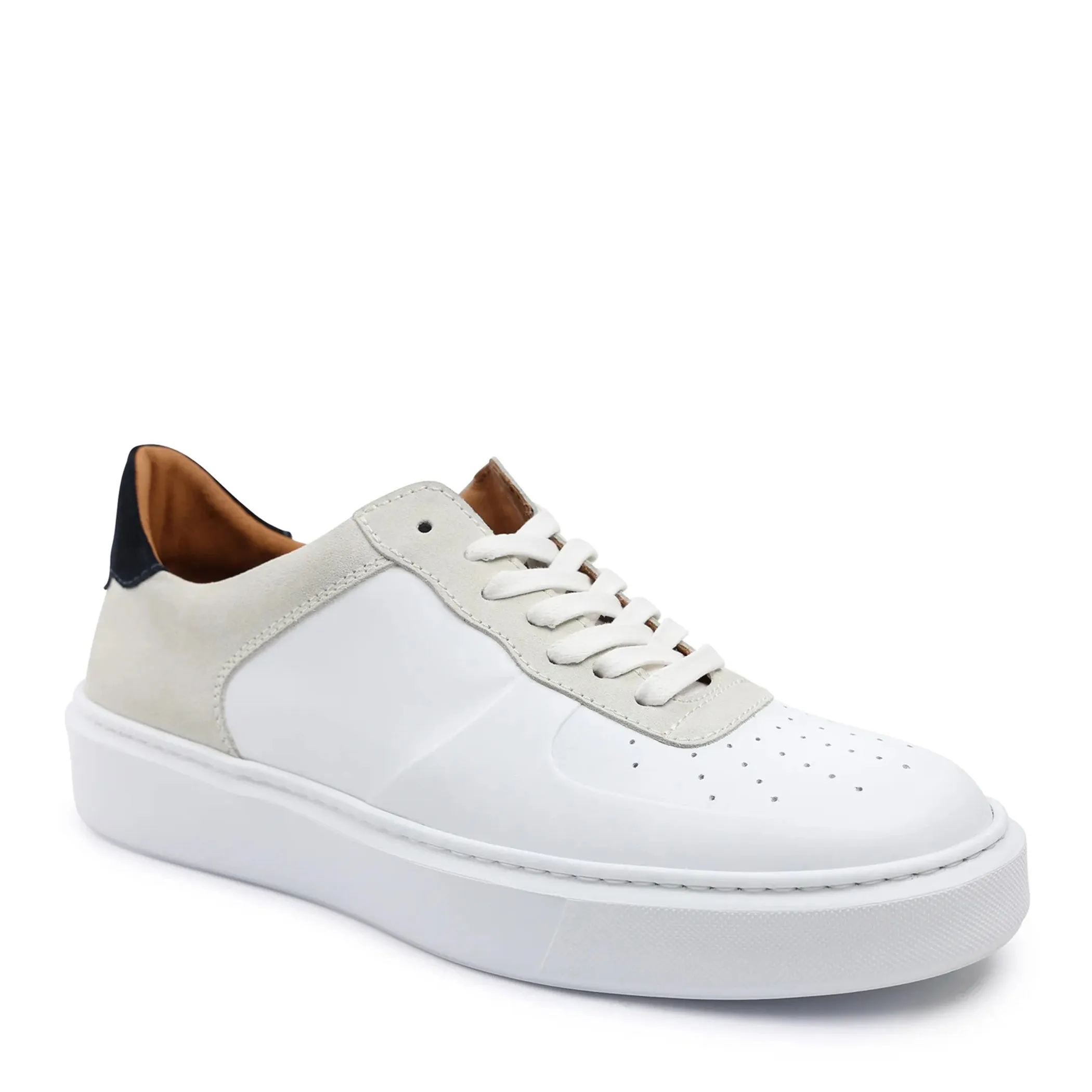 Falcone Leather Sport Lace-Up Sneaker - White/Ice sold by Bruno Magli