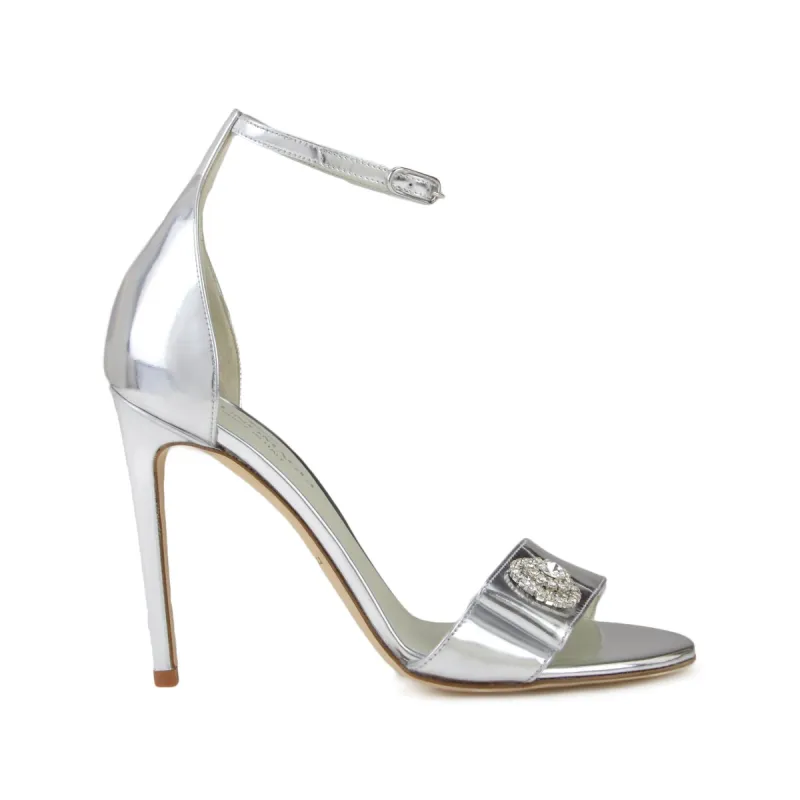 Lucilla Strappy Sandal, 4-Inch - Silver Mirror sold by Bruno Magli