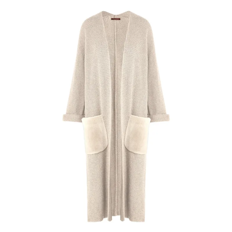 Chiara Merino & Cashmere Kimono Sweater - Sand sold by Bruno Magli