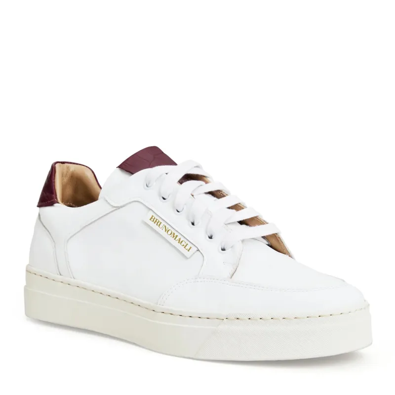 SEVERO CASUAL LEATHER SNEAKER  -WHITE/BORDEAUX sold by Bruno Magli