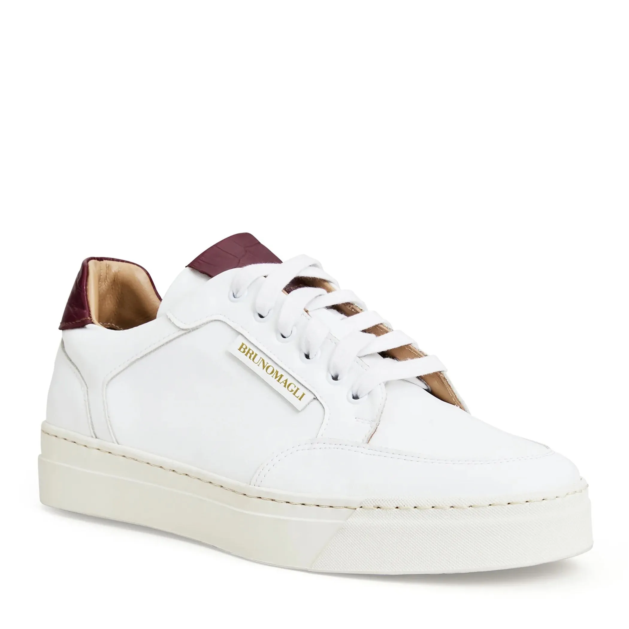 SEVERO CASUAL LEATHER SNEAKER -WHITE/BORDEAUX sold by Bruno Magli
