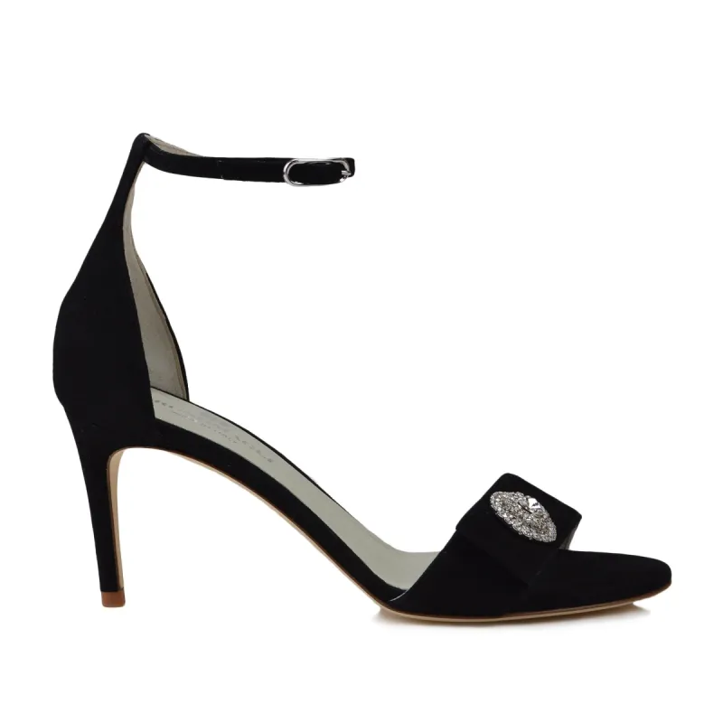 Lucilla Suede Strappy Sandal, 3-Inch  - Black Suede - Online Exclusive sold by Bruno Magli